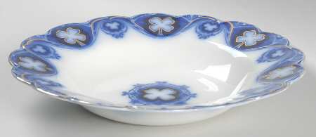 Savoy (Flow Blue, Gold Accent) Large Rim Soup Bowl