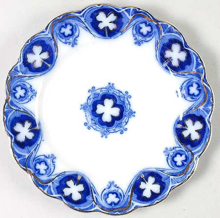 Savoy (Flow Blue, Gold Accent) Dessert/Pie Plate