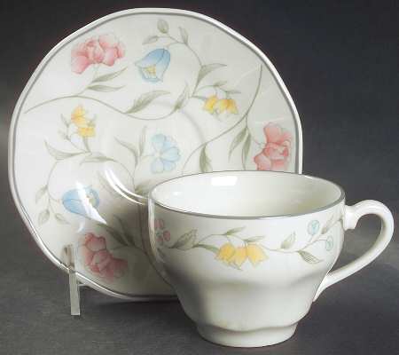 Savoy Multicolor (Newer, Floral) Flat Cup & Saucer Set
