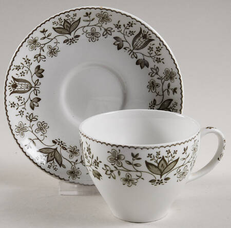 Sheldon Charcoal Flat Cup & Saucer Set