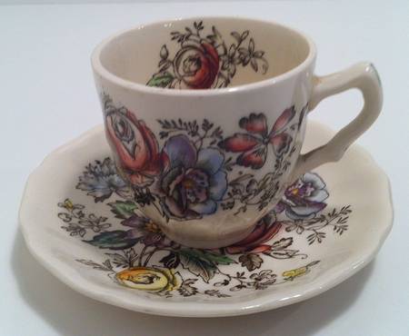 Sheraton (Floral Center) Flat Demitasse Cup & Saucer Set