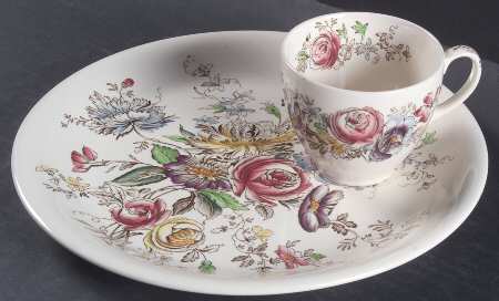 Sheraton (Floral Center) Snack Plate & Cup Set