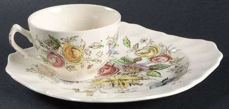 Sheraton (Floral Center) Snack Plate & Cup Set