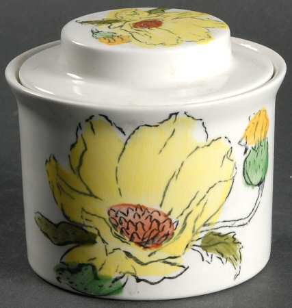 Sierra (White Background, Yellow Flowers) Sugar Bowl & Lid