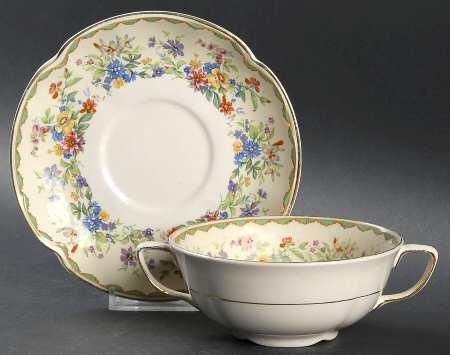 Springtime Flat Cream Soup Bowl & Saucer Set