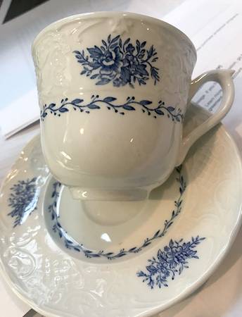 Springfield (Blue Flowers) Flat Cup & Saucer Set