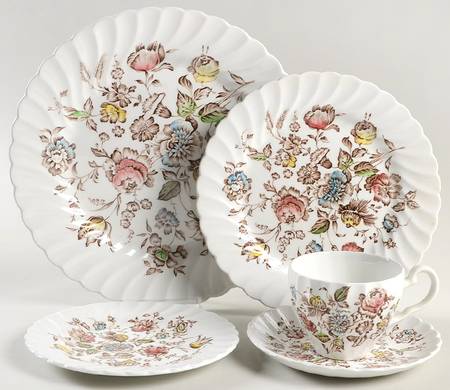 Staffordshire Bouquet Brown Multicolor 5 Piece Place Setting
