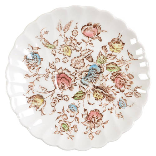 Staffordshire Bouquet Brown Multicolor Saucer for Flat Cup