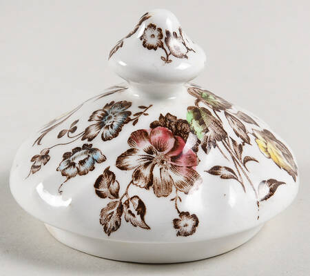 Staffordshire Bouquet Brown Multicolor Lid for Sugar Bowl