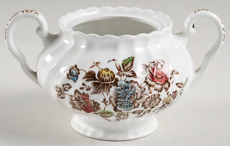 Staffordshire Bouquet Brown Multicolor Sugar Bowl No Lid