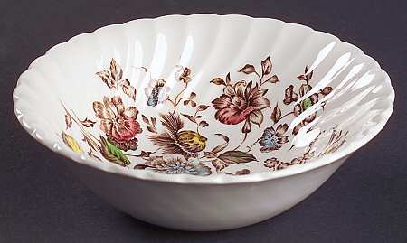 Staffordshire Bouquet Brown Multicolor Coupe Cereal Bowl