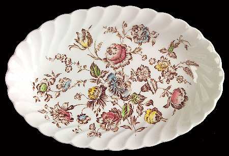 Staffordshire Bouquet Brown Multicolor Relish/Gravy Underplate