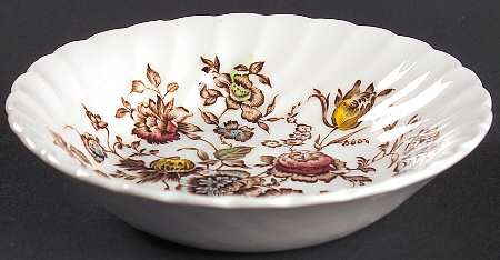 Staffordshire Bouquet Brown Multicolor Fruit/Dessert (Sauce) Bowl