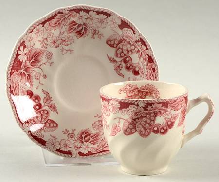 Strawberry Fair Pink Flat Demitasse Cup & Saucer Set