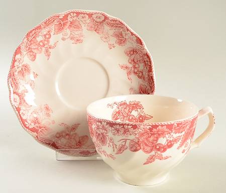 Strawberry Fair Pink Flat Cup & Saucer Set