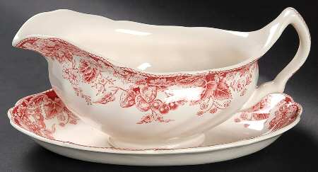 Strawberry Fair Pink Gravy Boat & Underplate/Relish