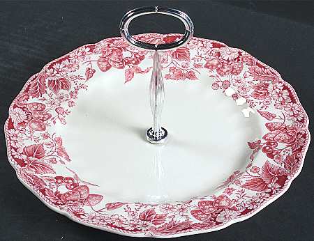 Strawberry Fair Pink Round Serving Plate with Center Handle (Dp) Hc