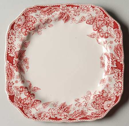 Strawberry Fair Pink Square Dessert Plate