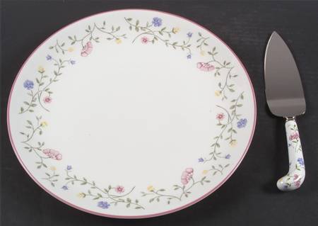 Summer Chintz (Made in England, Earthenware) Cake Plate & Server w/No Box