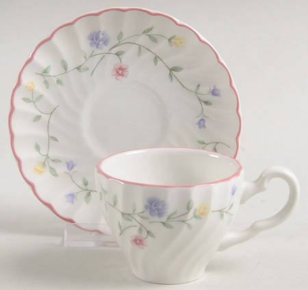 Summer Chintz (Made in England, Earthenware) Flat Demitasse Cup & Saucer Set