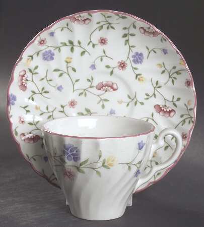 Summer Chintz (Made in England, Earthenware) Flat Cup & Saucer Set