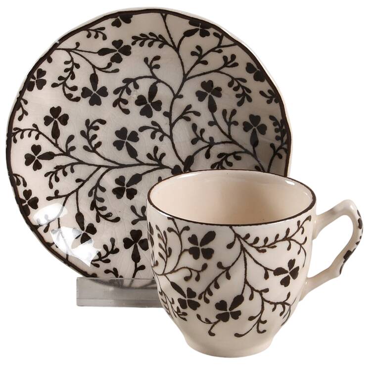 Susanna Brown Flat Demitasse Cup & Saucer Set