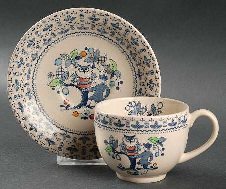 Sugar and Spice Blue Flat Cup & Saucer Set