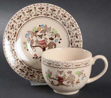 Sugar and Spice Brown Flat Cup & Saucer Set