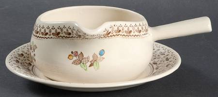 Sugar and Spice Brown Gravy Boat & Underplate