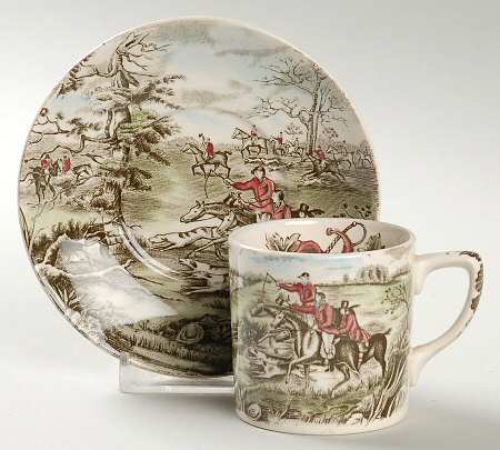 Tally Ho Flat Demitasse Cup & Saucer Set by Johnson Brothers