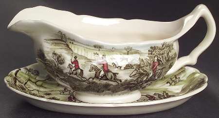Tally Ho Gravy Boat & Underplate/Relish by Johnson Brothers