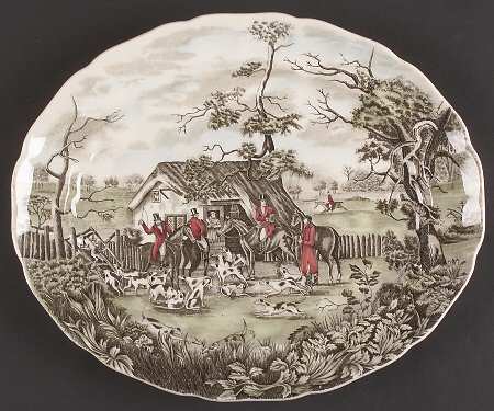 Tally Ho 13" Oval Serving Platter by Johnson Brothers