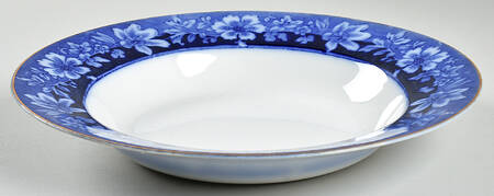 Turin Blue (Flow Blue) Large Rim Soup Bowl