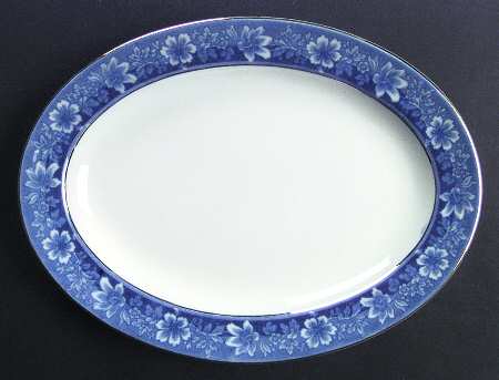 Turin Blue (Flow Blue) 12" Oval Serving Platter