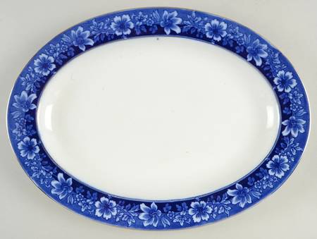 Turin Blue (Flow Blue) 14" Oval Serving Platter