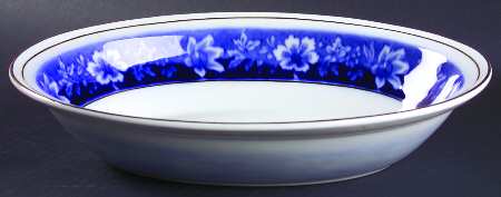 Turin Blue (Flow Blue) 10" Oval Vegetable Bowl