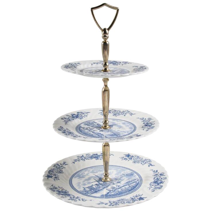 Tulip Time Blue (Blue Background) 3-Tiered Serving Tray (DP, SP, BB)