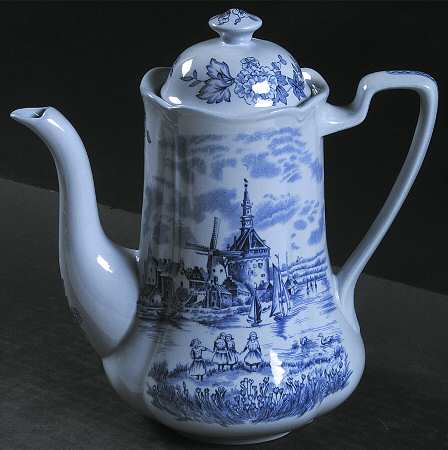 Tulip Time Blue (Blue Background) Coffee Pot & Lid