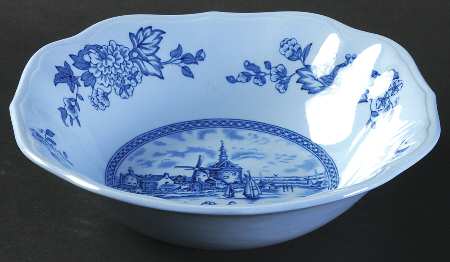 Tulip Time Blue (Blue Background) Square Cereal Bowl