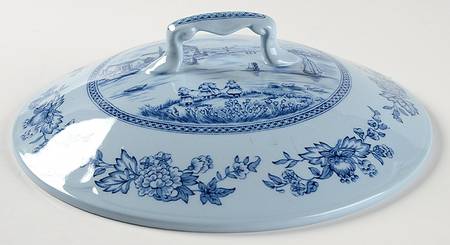 Tulip Time Blue (Blue Background) Lid for Round Vegetable
