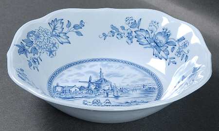 Tulip Time Blue (Blue Background) Square Soup Bowl
