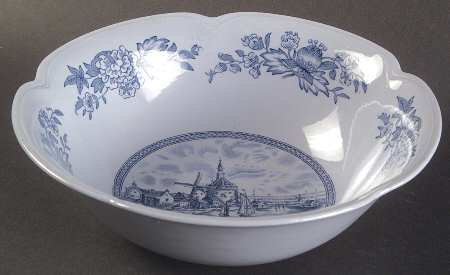 Tulip Time Blue (Blue Background) 8" Round Vegetable Bowl