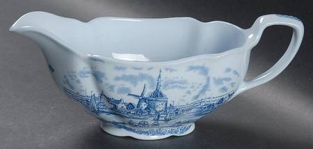 Tulip Time Blue (Blue Background) Gravy Boat
