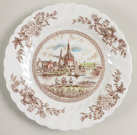 Tulip Time Brown Multicolor Bread & Butter Plate