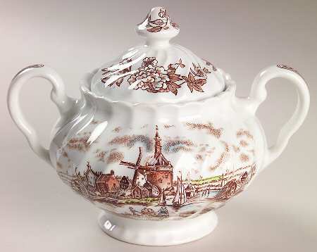 Tulip Time Brown Multicolor Sugar Bowl & Lid