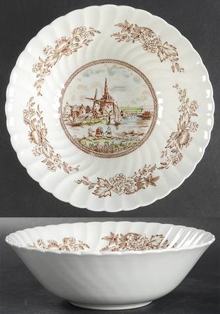 Tulip Time Brown Multicolor 8" Round Vegetable Bowl