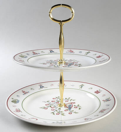 Twelve Days of Christmas 6 5/8"-10"  2 Tiered Serving Tray (Dp, Sp) HC