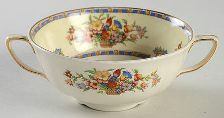 Victoria (Floral Basket) Footed Cream Soup Bowl
