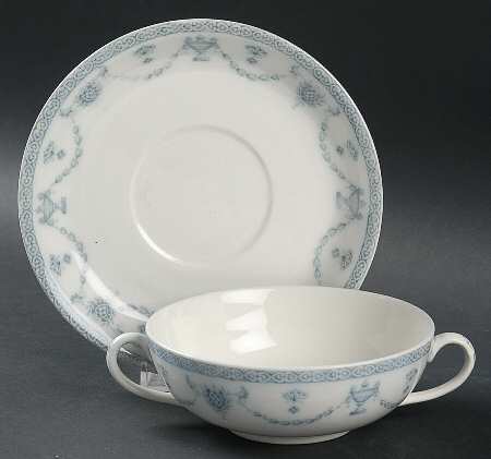 The Villiers Flat Cream Soup Bowl & Saucer Set