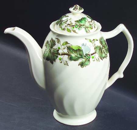 Vintage Cream (Green Ivy & Berries) Coffee Pot & Lid